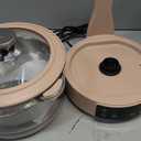 COOK WITH COLOR 3L Glass Mini Low Carb Rice Cooker Holds 2 Cups Raw/Makes 6 Cups Cooked with Auto Lift Filter Basket, Hotpot & Steamer for Rice, Grains, Digital Panel with Keep Warm, Dusty Rose