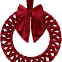 12 Velvet Christmas Wreath Front Door Red Wreaths Christmas Decorations Indoor Artificial Decor for Party Red Wreath