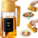 Oil Sprayer for Cooking, 16oz/470ml 2 In 1 Glass Olive Oil Sprayr & pourer for Kitchen, Air Fryer, Cooking, Salad, BBQ (Yellow)
