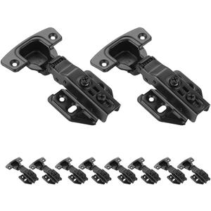 JQK Cabinet Hinges Black, 100 Degree Soft Closing Full Overlay Door Hinge for Frameless Cabinets, Stainless Steel Matte Black Finish, 10 Pack, CH100-BK-P10