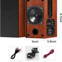 Elimavi Powered Bookshelf Speakers, 30W X 2 Turntable Speakers with 4 Inch Woofer, Record Player Speakers with AUX Input for PC and TVs,Wood Grain Color for Wall Mounting