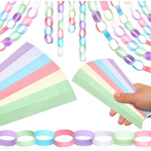 Lincia 600 Sheet Paper Chain Garland Strips 1x8 Inch with Double Sided Tape, DIY Construction Paper Chains for Birthday Wedding Holiday Party Decorations, Crafts Supplies (Morandi Color)