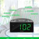 Digital Alarm Clock Radio for Bedroom with AM/FM Radio, Earphone Port, Easy to Read 1.4 LED Digits, Preset, Sleep Timer, Dimmer, Snooze and Battery Backup, Plug-in/Battery Powered