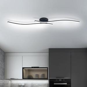 HLILCEH 28W Linear Ceiling Light Black Modern LED Ceiling Light Fixture 6000K Aluminum 39.37Inch Long Ceiling Lamp for Hallway, Kitchen, Bedroom, Dining Room