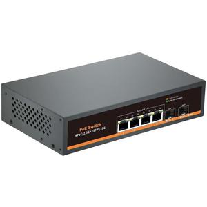 2.5G Unmanaged PoE Switch with 4 x 2.5G Base-T Ports and 2 x 10G SFP+ Uplink Ports, 75W 802.3af/at, 100/1000/2500Mbps Compatible, Fanless Metal, Plug and Play, 2.5Gb Power Over Ethernet Switch