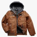 Wantdo Boy's Faux Leather Jacket Zipper Up Hoodie Zipper Coat with Removable Hood M