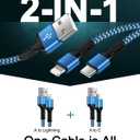 3Pack-4FT Apple & Android USB to Lightning & USB-C 2-in-1 Fast Charger Cable for iPhone 17e 17 17Pro 16e 16 15 14 Pro Max Plus 13 12, Samsung Galaxy A17, Google Pixel 10, Multi USBC Lighting USB Cord