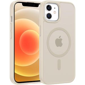 FNTCASE for iPhone 12 Phone Case: for iPhone 12 Pro Magnetic Matte Textured Military Grade Drop Protection Translucent Cell Cover - Slim Durable Shockproof Protective Bumper (Off White)