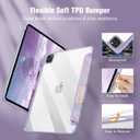 Fintie Hybrid Slim Case for iPad Pro 11-inch (4th / 3rd Generation) 2022/2021 - [Built-in Pencil Holder] Shockproof Cover w/Clear Transparent Back Shell, Also Fit iPad Pro 11" 2nd Gen, Lilac Marble