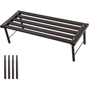 Metal Plant Stand, Rust-proof Aluminum Flower Pot Stand, Heavy Duty Planter Display Shelving for Patio Balcony Garden Living Room Decorative (Ebony, 23.6 Inch)