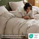 Bedsure PureWoven 100% Washed Cotton Duvet Cover King Size, Linen Color