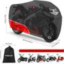 Motorcycle Cover Waterproof Outdoor Storage with Lock-Holes, Storage Bag & Night Reflective Design, Heavy Duty Protection Powersports Vehicle Covers Fits up to 96.5"-116" (420D Red, 96.5")