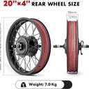 20/26×4.0'' Fat Tire Bike Front/Rear Wheel, 48V 1000W E-Bike Wheel Motor