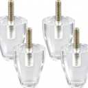 Clear Acrylic Furniture Legs, 2.8 Inch Height Lucite Sofa Feet with M10 Bolt & Flange Nut, Modern Cabinet Risers for Table, Couch, Bookcase, Nightstand, 4Pcs Replacement Legs