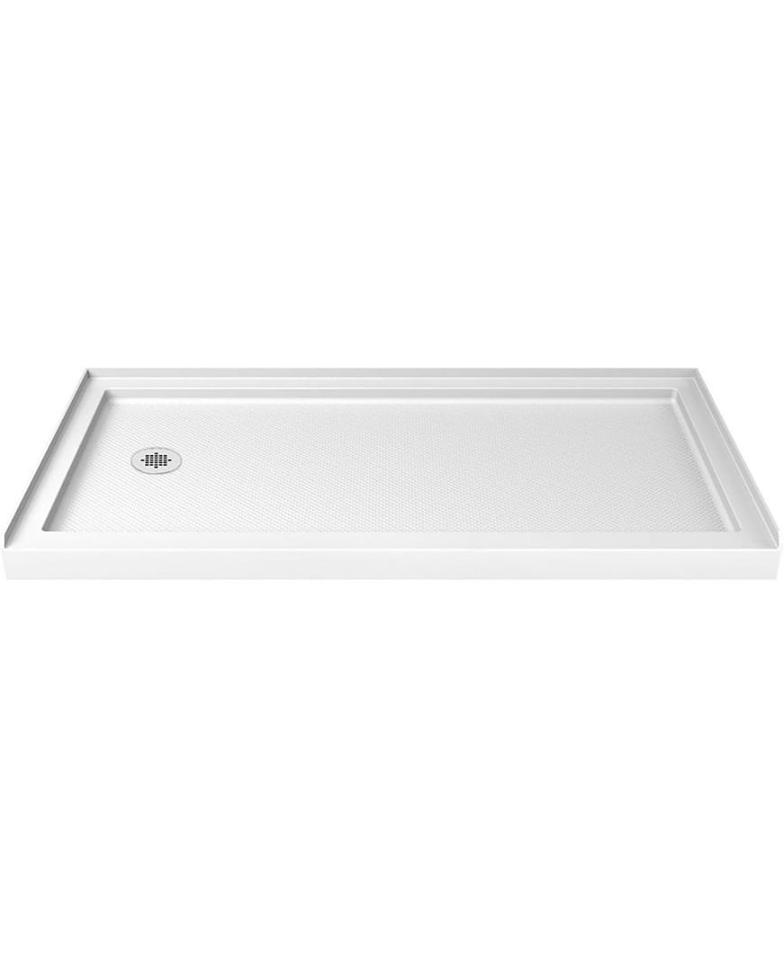 DreamLine SlimLine 36 in. D x 60 in. W x 2 3/4 in. H Left Drain Single Threshold Shower Base in White, DLT-1136601