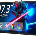 Portable Large Screen Monitor, 17.3" Portable Monitor HDMI USB-C IPS External Screen Small, Built-in Dual Speakers Gaming for Laptop PC, Plug & Play, Lightweight Small Monitor for On-The-Go Use, Black