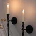 Tim&Lin Wall Sconce Candlestick Holder Set of 2, Large Black Scepter Gothic Design Metal Wall Candle Holder, Home Wall Decoration for Living Room, Bathroom, Dining Room