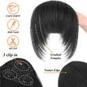 Ponytail Extension with Bangs for Black Women Yaki Straight Drawstring Ponytail with Bangs for Women Synthetic Hairpieces 16 inch Clip in Ponytail Extension for Daily Use(Natural Black)