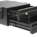 14.17" D Double Under Desk Drawer,Under Desk Pull out Storage Organizer with Lock and Keys,Adjustable Height, Metal Storage Drawer with Slide Extension Mounted Under Flat Wooden Table or Workbench