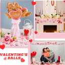 2 x 24 Pcs Valentines Day Balls Ornaments for Tree 30 mm Hanging Glitter Rustic Ball Ornaments for Valentine's Party Decor (Pink, White, Romantic Style)