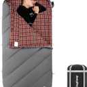 KingCamp Sleeping Bag for Adults, Cold Weather & Warm Extra Wide Big & Tall XL Portable Waterproof Flannel Sleeping Bags, Essentials Gear Accessories for Camping Backpacking Hiking Indoor & Outdoor (Thermal Pod 4.6lbs Darkgrey)