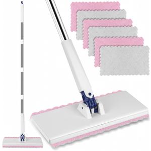 Snap Grip Mini Mop with 6 Washable Pads, Zero-Touch Flat Floor Mop for Wall