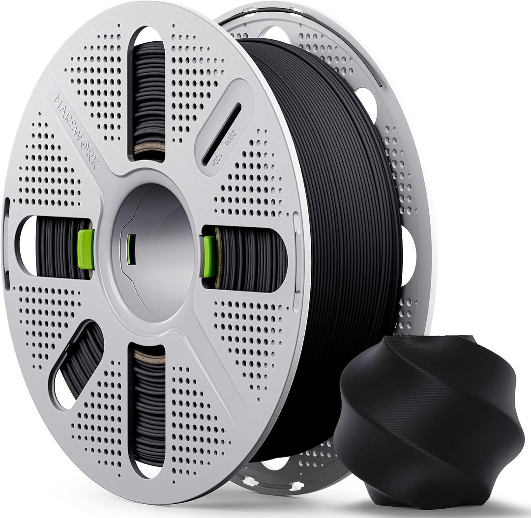 Matte PLA Filament with Quick-Swap Reusable Spool 1kg (2.2lbs), 1.75mm 3D Printing Filament, Compatible with Bambu Lab 3D Printers Black