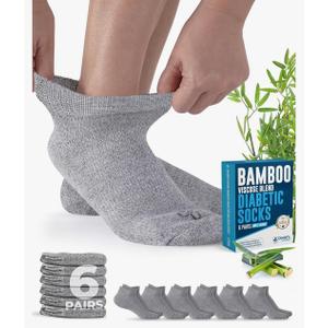 Doctor's Select Viscose Bamboo Ankle Diabetic Socks for Women and Men - 6 Pairs | Super Soft, Non Binding, Loose Wide Top