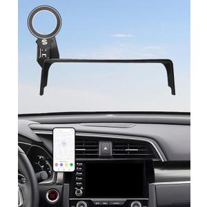Car Phone Holder for Honda Civic 2016-2021 Accessories Apply to 5/7 Inch Touch Screen Fixed Clip Magnetic Cell Phone Mount Hands-Free 360 Degree Rotation