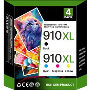 910XL Ink Cartridges for HP Printers Replacement for HP 910XL Ink Cartridges Combo Pack for HP OfficeJet Pro 8020 8015 8025 8010 8018 8022 8028 8030 8035 Series Printer | Black Cyan Magenta Yellow