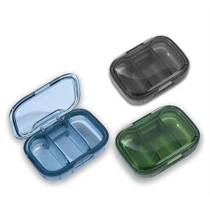 3 Pack 3 Compartment Pill Box, Moisture Proof Pill Case, Travel Pill Organizer for Pocket Purse, Daily Portable Medicine Vitamin Box, Fish Oil Box, Supplement Box