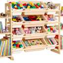 Amdermi Kids Toy Storage Organizer, 52" W White 6-Shelf Bookcase with 12 Bins, Cubby Unit for Toddler Playroom & Bedroom Organization, 52"L. 6 Shelves. 12 Bins