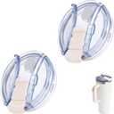40 OZ Tumbler Lid Replacement Fit for Stanley Cup, 2 Pack Tumbler Covers with Lock for Stanley (WHITE)