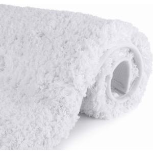 Bathroom Rugs Microfiber Plush Bath Mat Machine Washable, Slip Resistance Rubber and Absorbency Bath Rugs for Bathroom Floor, Door and Sink, Rectangular Floor Mat,White,32"x 20"