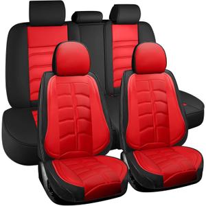 Car Seat Cover for Jeep Gladiator 2020-2025, Durable Wear Resistant Waterproof Seat Cover, Breathable No Odor Premium Leather Vehicle Interior Accessories.(Standard 5 Seats,Red)