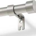 Zeerobee Curtain Rods for Windows 32 to 72, Brushed Nickel Curtain Rod, Adjustable 1 Inch Heavy Duty Outdoor/Indoor Modern Drapery Pole, 32"-72"