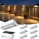 JOFIOS Solar Deck Lights 8 Pack, 3 Color Modes Soft Warm/Natural/Cool Glow, IP65 Waterproof Step Lights for Outdoor Ambiance, Solar Lights for Fence, Deck, Railing, Patio & Backyard Decor (White)