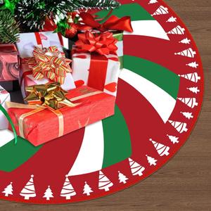 36 Inch Christmas Tree Skirt Red White Green Tree Skirt Peppermint Candy Pattern Xmas Tree Skirt Traditional Christmas Tree Mat Rustic Farmhouse Decorations for Xmas Holiday Party Ornament