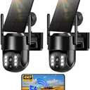 Solar Security Cameras Wireless Outdoor, 5G/2.4G Solar WIFI Cameras for Home Security,Solar Powered Outside Camera Wireless,Human Detection, Color Night Vision, 2-Way Talk for home Porch/Garage/Yard, Black, 2-Pack