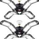 2 Pack LED Garage Light,Super Bright Screw in E26/E27 Ceiling Shop Work Lamp, 200W 20000 Lumen Deformable Basement Bulb Fixture with 8 Adjustable Panels