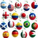 36pcs World Soccer Decorations 2026 International Flag Theme Hanging Swirls, 18Pcs Soccer Card and 18pcs Hanging Swirls for Party Supplies