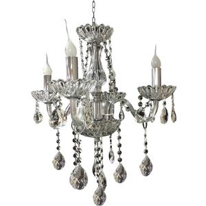 Royal Designs CH-1001CC-4 Modern Crystal Chandelier Ceiling Light Fixture, Chrome Brass Finish, 4 Arms