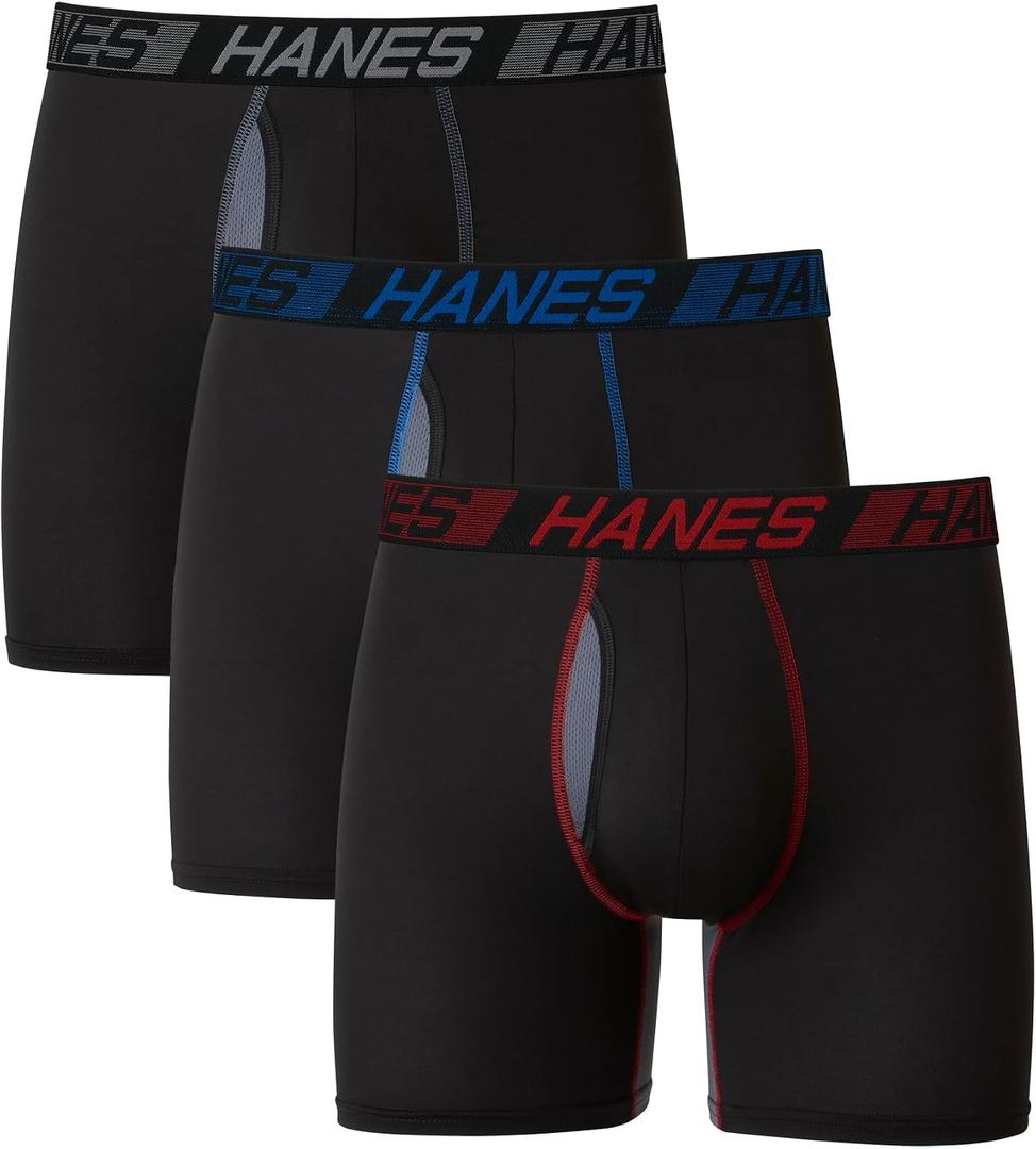 Hanes Mens Total Support Pouch Pack, X-temp Cooling, Anti-chafing, Moisture-wicking Underwear, Regular Leg - Black, 3X-Large US