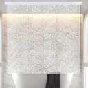 Ceiling Mounted Rollup Bathroom Shower Curtain/Liner 56" Base Up to 95" Long - Use for 9' Ceilings Waterproof PEVA Plastic Shower Curtains for Bathroom No Rod, Hooks or Rings (Sparkle)