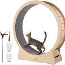 Homegroove Cat Wheels for Indoor Cats,  Large Cat Exercise Running Treadmill Wheel with Carpeted Runway for Kitty’s Longer Life, Black(L)