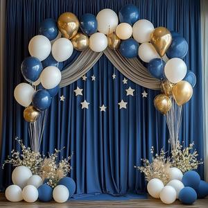 10ftx8ft Navy Blue Wrinkle-Free Backdrop Drapes, Not See-Through Navy Blue Polyester Background Curtains Backdrop Decorations for Party (5ftx8ft (2 Panels))