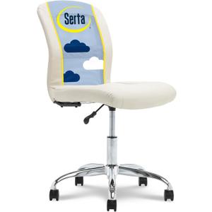 Serta Essential Armless DeskChair, Small Task Chair with Wheels, Breathable Mesh Back, SertaQuality Foam Cushion Seat for Comfort, Functional, Lightweight and Versatile, Cream White