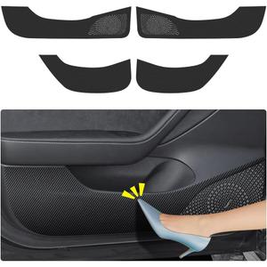 Car Door Anti Kick Pad for Tesla Model 3 2017 2018 2019 2020 2021 2022 2023 Accessories Carbon Fiber Style Leather Sticker Door Sill Protector Cover Edge Guard Side Mat Interior Dirty Stickers