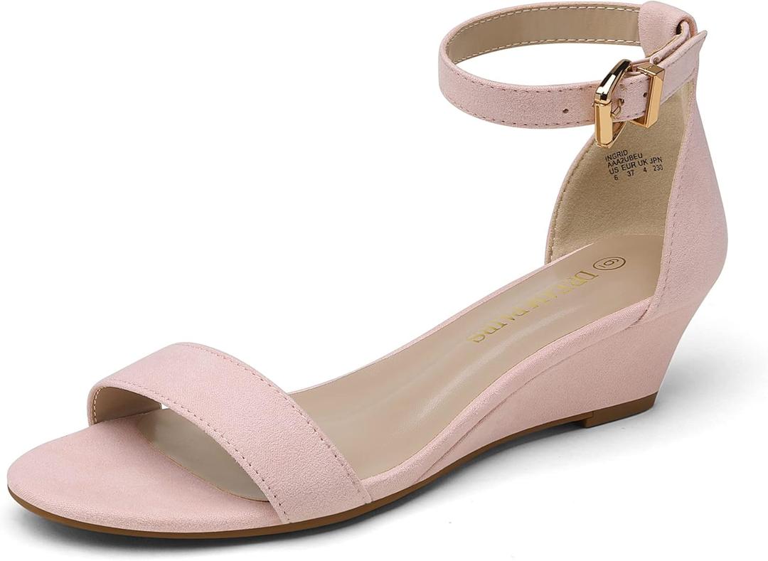 DREAM PAIRS Women's Ingrid Ankle Strap Low Wedge Sandal (9)