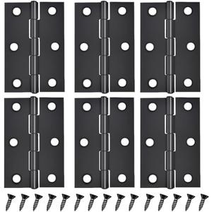 6 PCS 2.5 inches Black Door Hinge Cabinet Door Hinges Stainless Steel Butt Hinges Home Furniture Hinges Bisagras for Door, Window, Case Lid, Wooden Box Chest with 36 Mounting Screws, Black